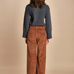 pantalone a zampa con taschine FAUVE WX CARAMEL fam 