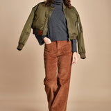 pantalone a zampa con taschine FAUVE WX CARAMEL fam 