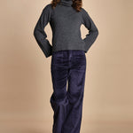 pantalone a zampa con taschine FAUVE WX NAVY fam 