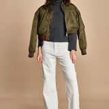 pantalone a zampa con taschine FAUVE WX WHITE fam 
