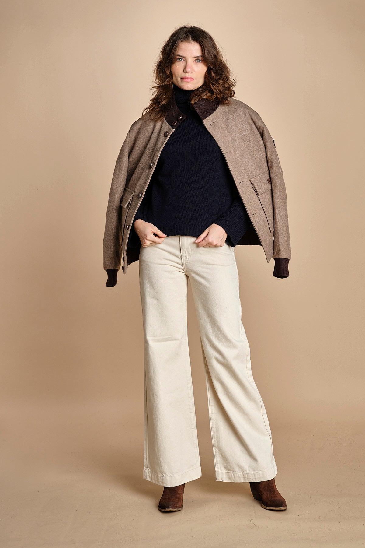 denim over FLEURE WF GREIGE fam 