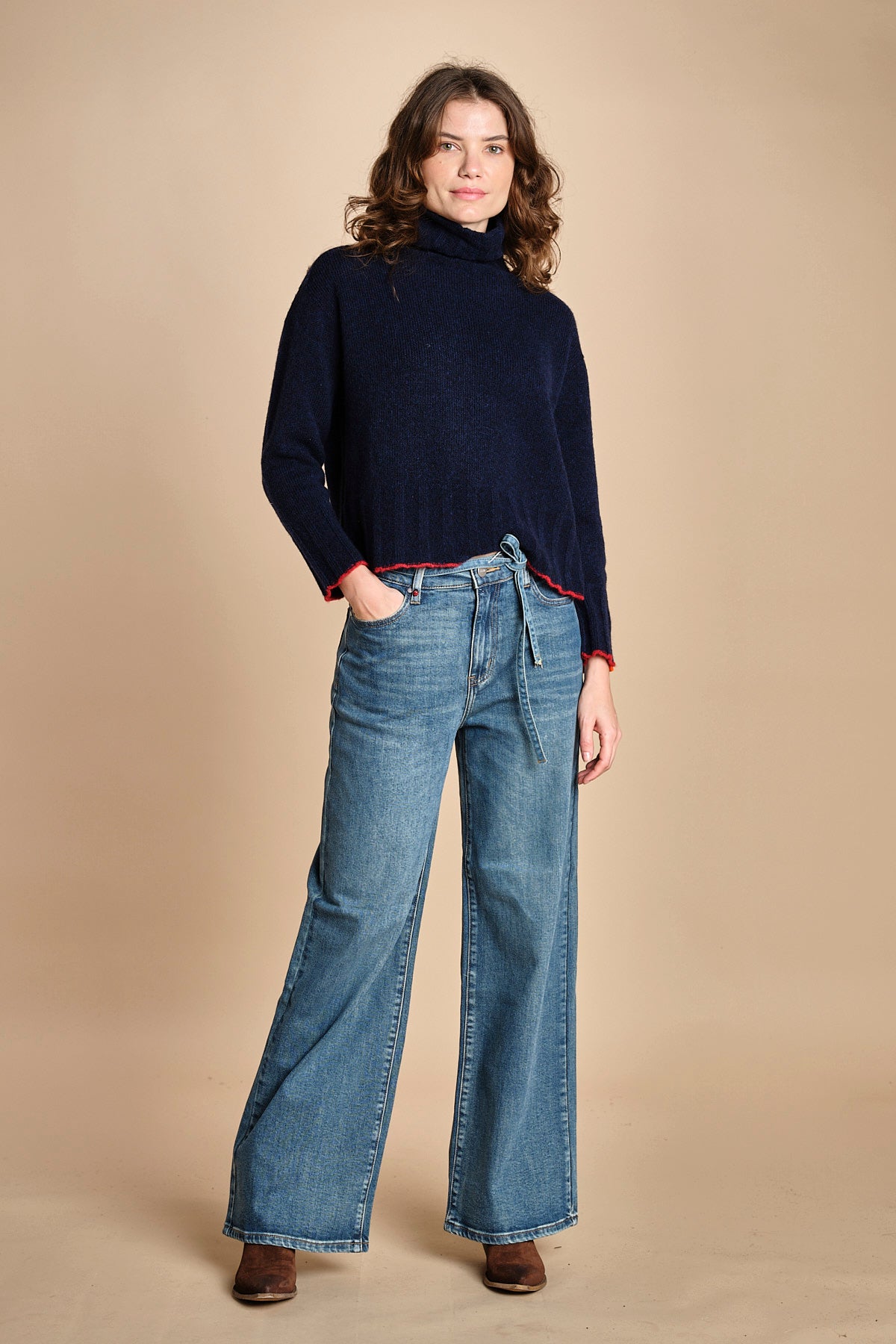 denim con cintura FLORA STONE fam 