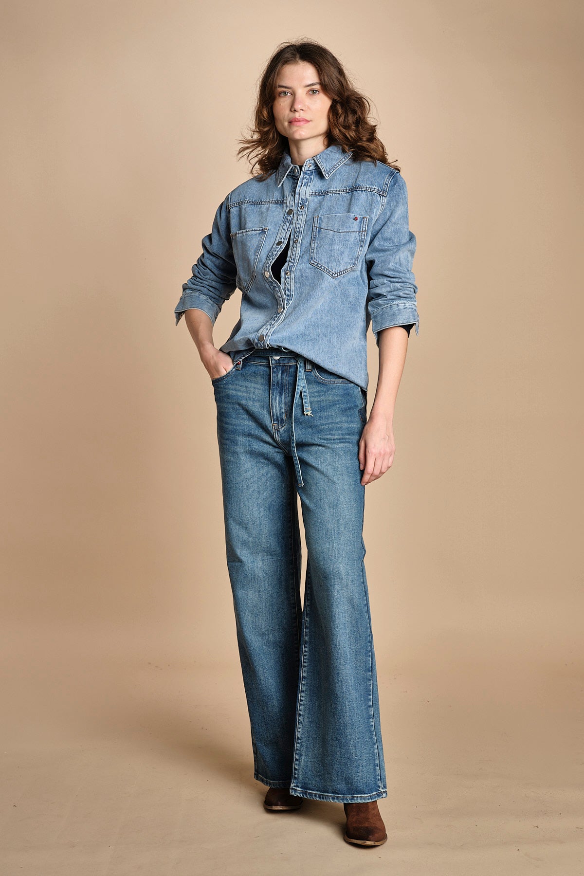 camicia in denim SOFIA BLUE fam 