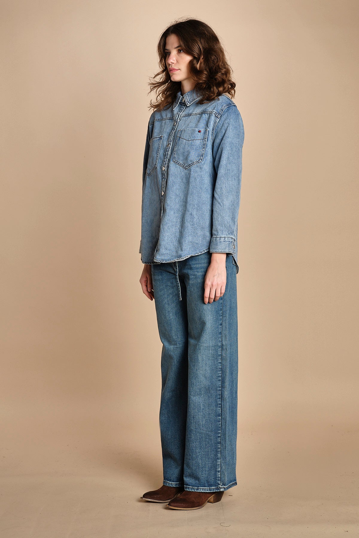 camicia in denim SOFIA BLUE fam 