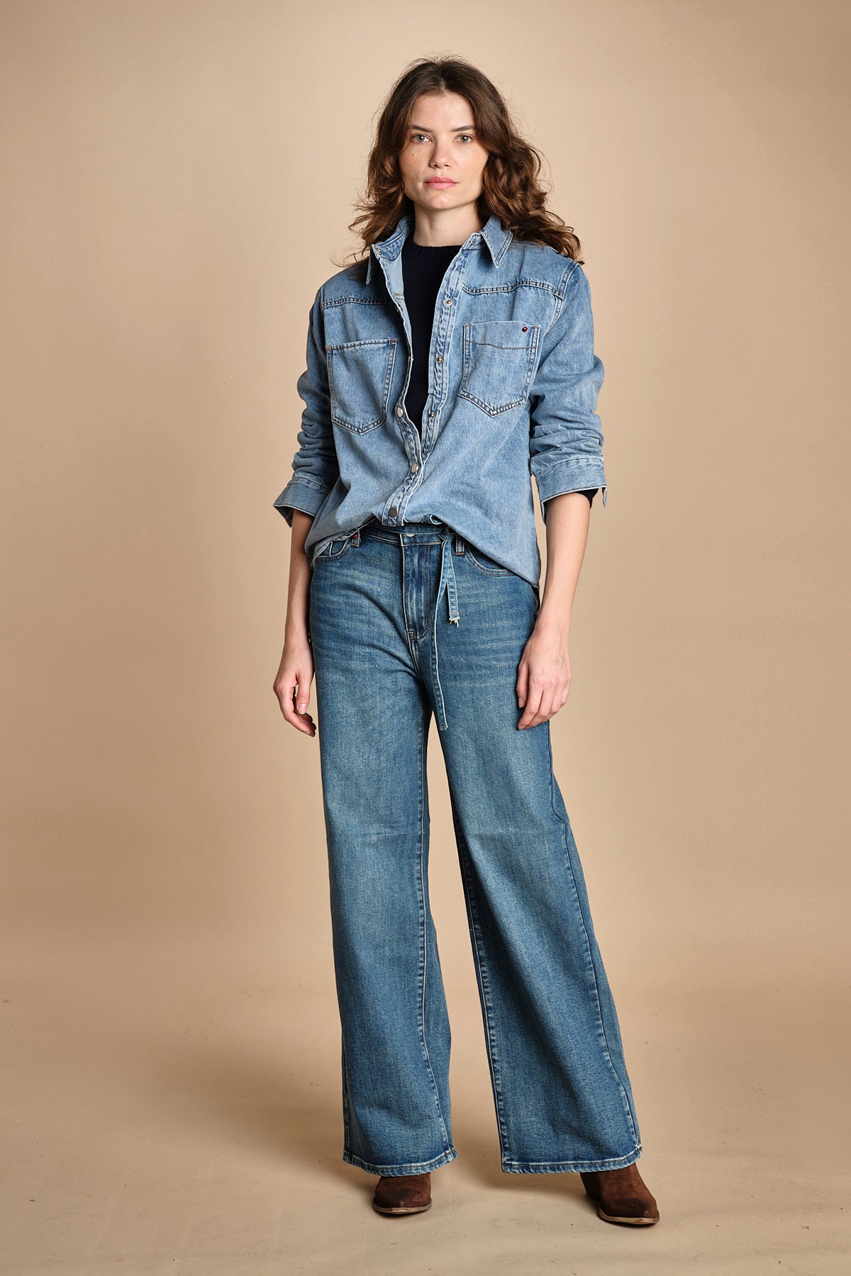 camicia in denim SOFIA BLUE fam 