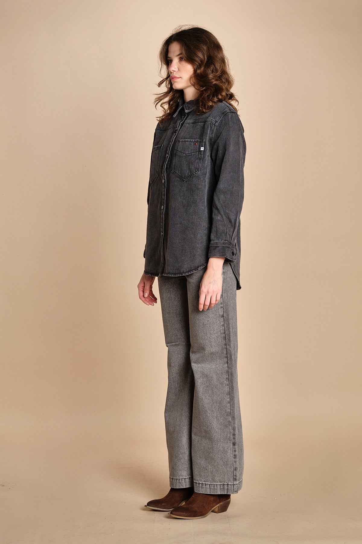 camicia in denim SOFIA CARBON fam 