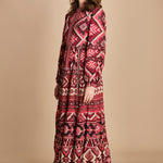 abito lungo con stampa geometrica GRAPHIC AINIKA 339938 RED farm rio 