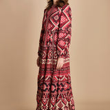 abito lungo con stampa geometrica GRAPHIC AINIKA 339938 RED farm rio 