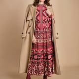 abito lungo con stampa geometrica GRAPHIC AINIKA 339938 RED farm rio 