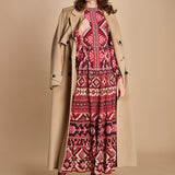 abito lungo con stampa geometrica GRAPHIC AINIKA 339938 RED farm rio 