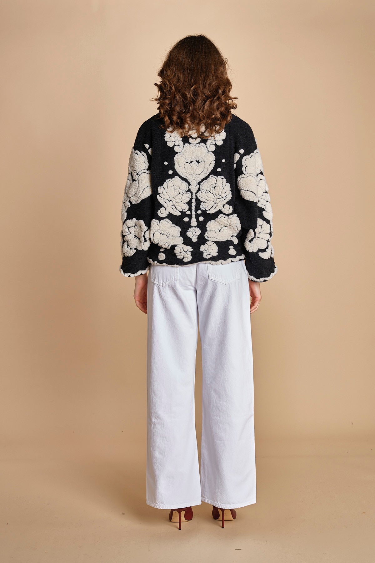 giacca jaquard a fiori FLORAL ARABESQUE 340230 CREAM farm rio 