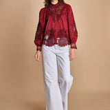 camicia con inserti in pizzo BERRY GARDEN 340369 BURGUNDY farm rio 