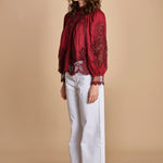 camicia con inserti in pizzo BERRY GARDEN 340369 BURGUNDY farm rio 