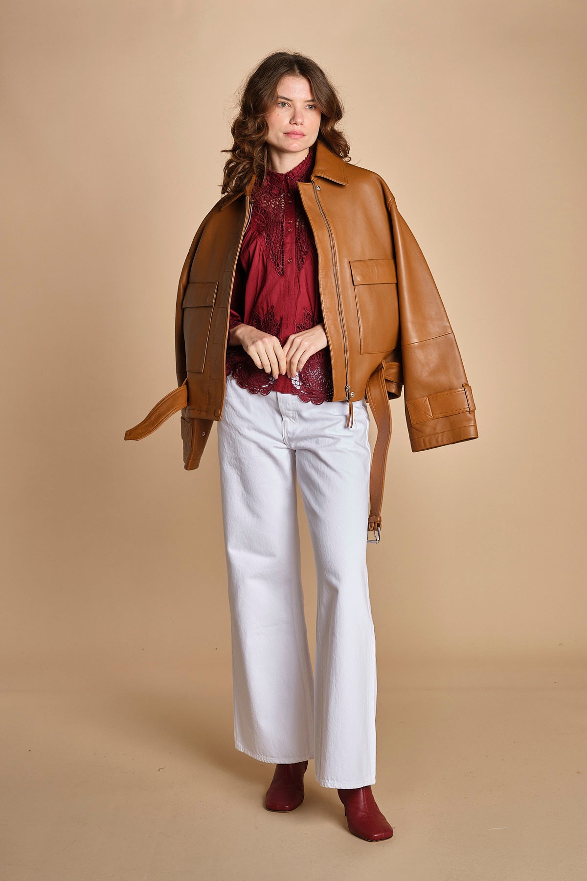 camicia con inserti in pizzo BERRY GARDEN 340369 BURGUNDY farm rio 