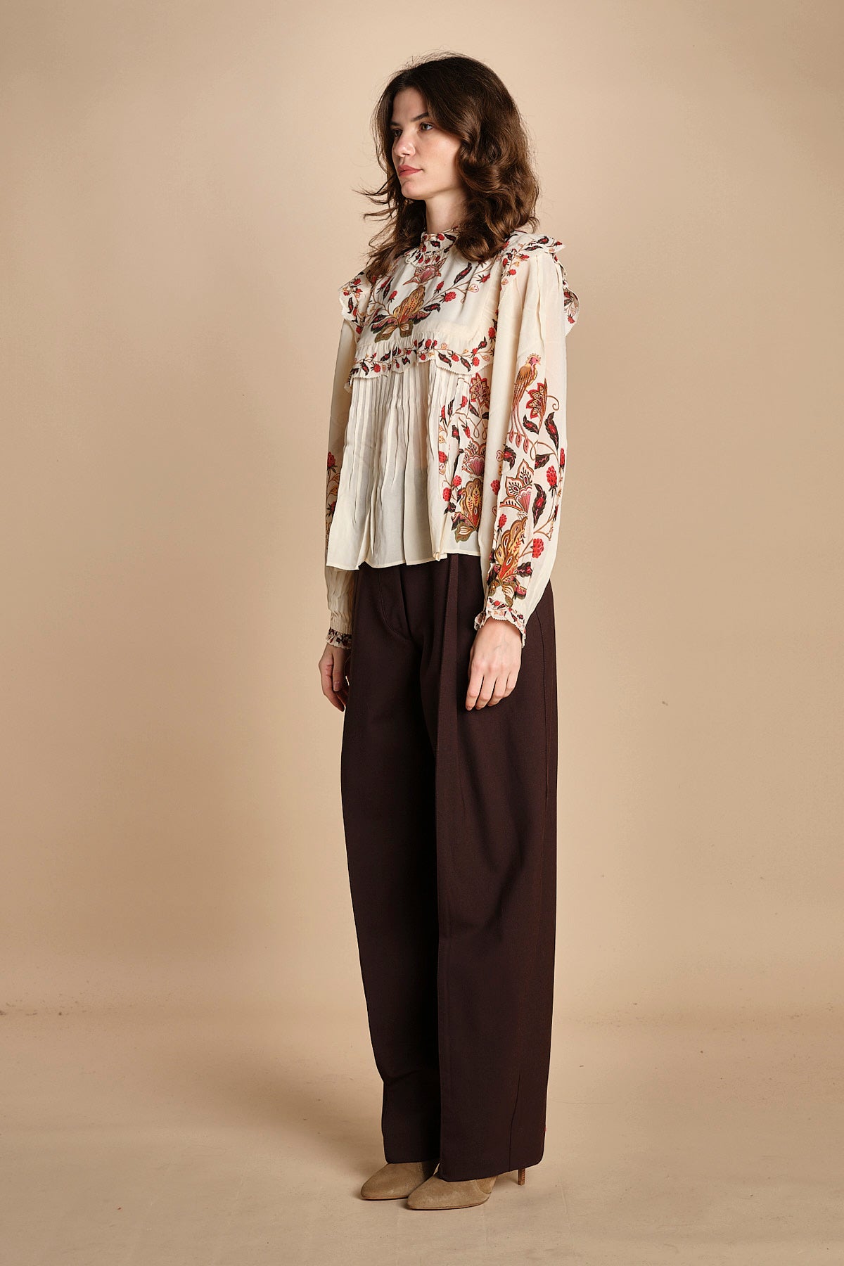 camicia con inserti in pizzo BERRY GARDEN 339854 CREAM farm rio 