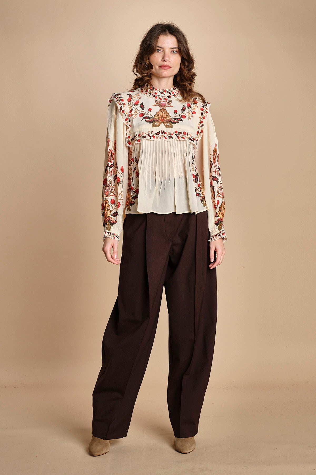 camicia con inserti in pizzo BERRY GARDEN 339854 CREAM farm rio 
