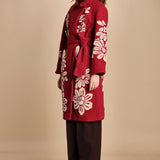 cappotto jaquard fiori COLD FLOWER 351870 BURGUNDY farm rio 