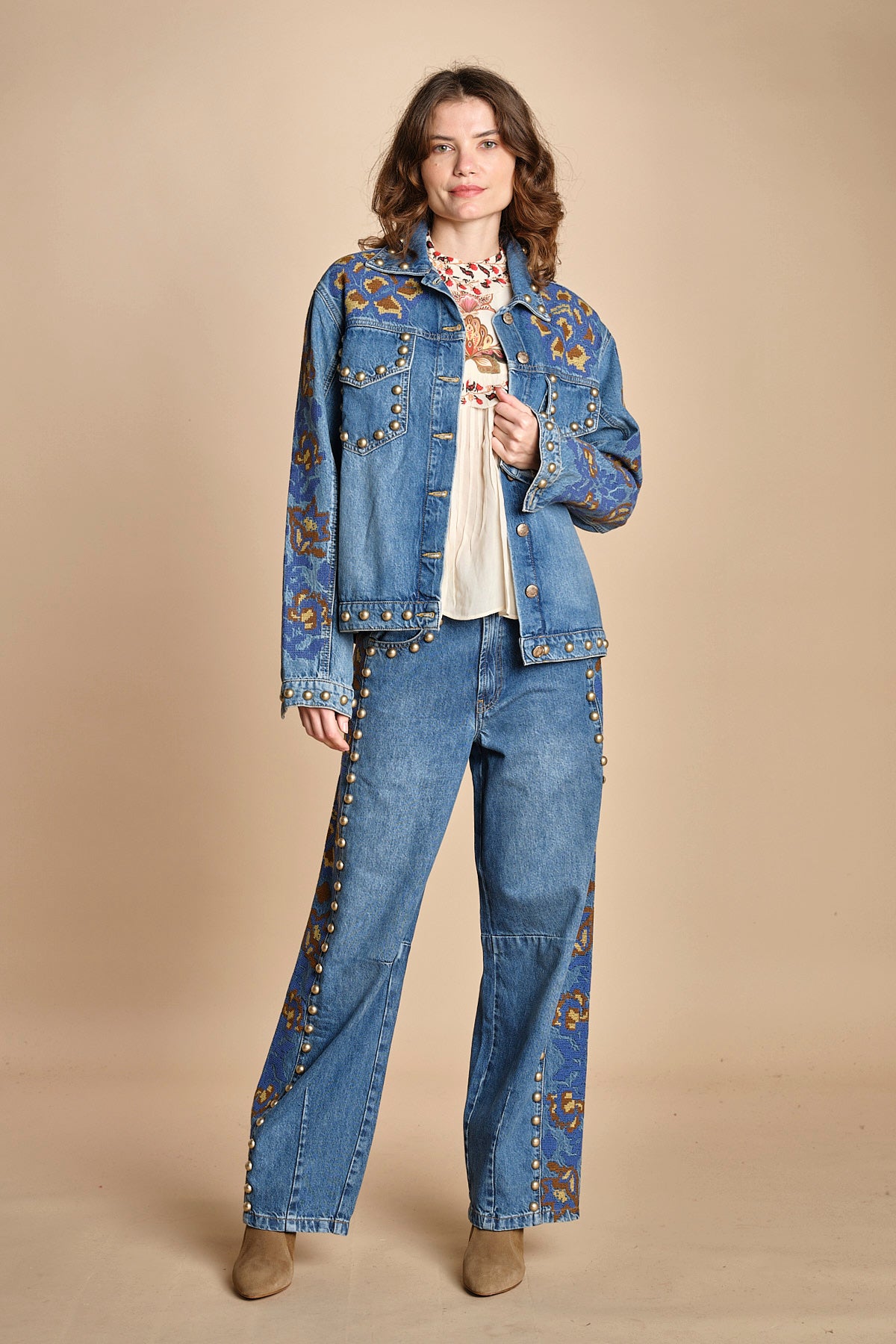 giubbino in denim con borchie DETAILS STUDS 340608 L0034 farm rio 