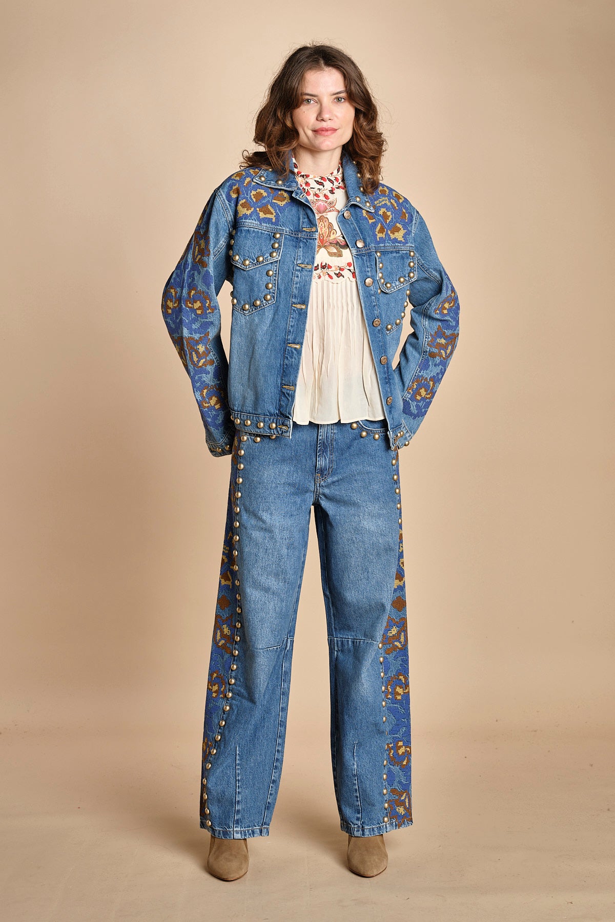 giubbino in denim con borchie DETAILS STUDS 340608 L0034 farm rio 