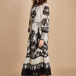 abito lungo con stampa a fiori FLORA ARABESQUE 339998 CREAM farm rio 