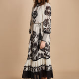abito lungo con stampa a fiori FLORA ARABESQUE 339998 CREAM farm rio 