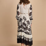 abito lungo con stampa a fiori FLORA ARABESQUE 339998 CREAM farm rio 