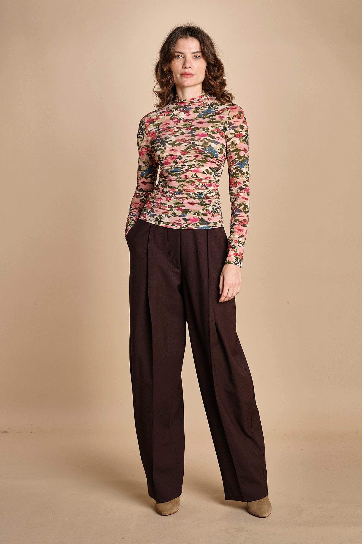 top in jersey a fiori IKAT TINY 339748 PINK farm rio 