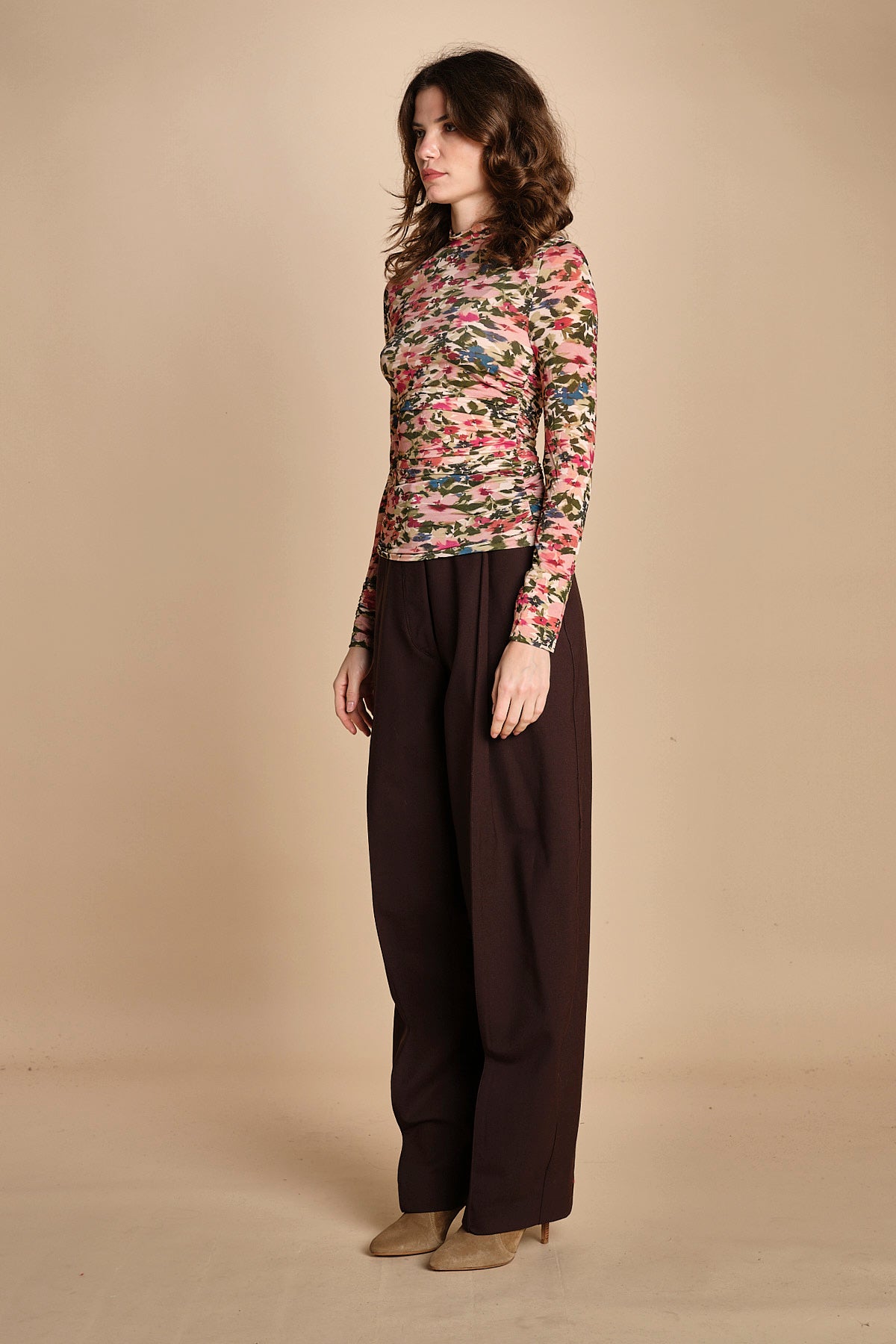 top in jersey a fiori IKAT TINY 339748 PINK farm rio 
