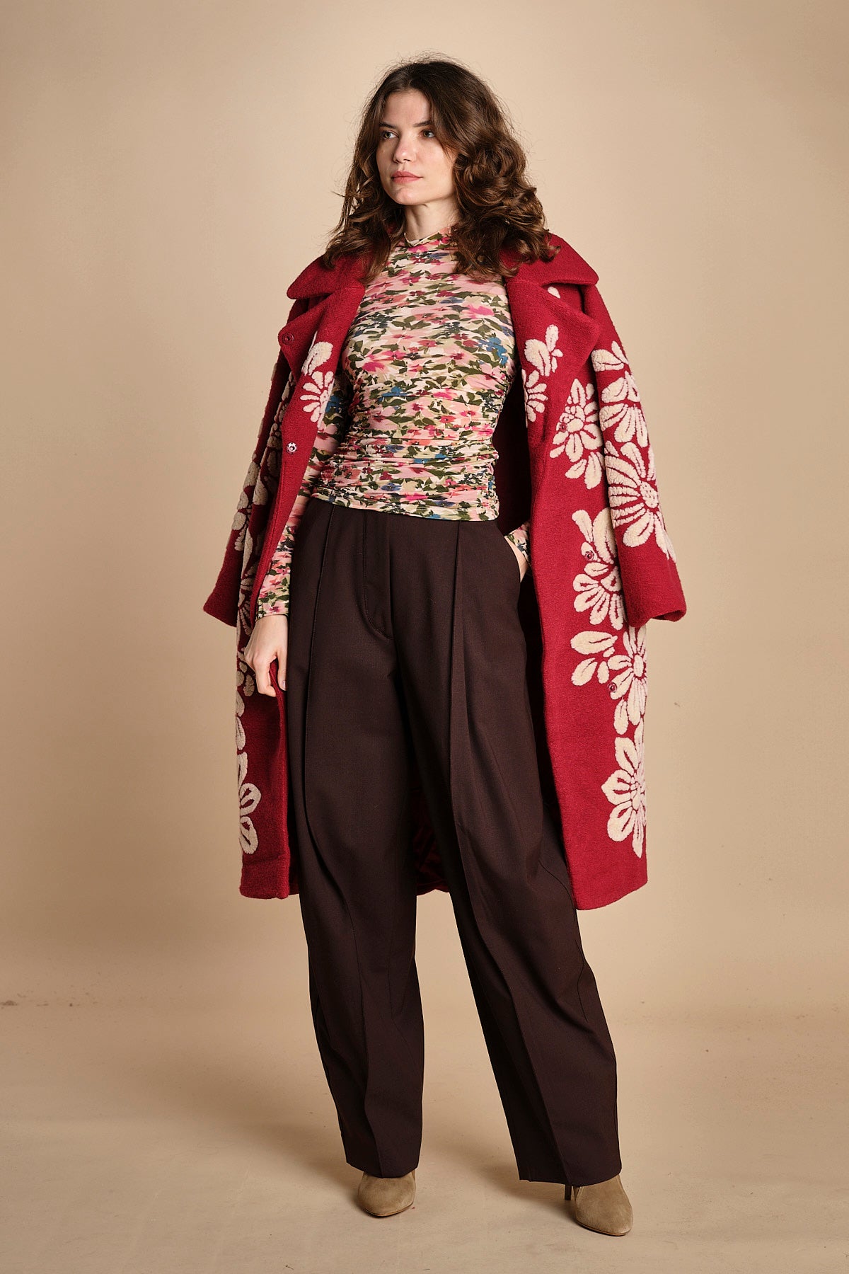 top in jersey a fiori IKAT TINY 339748 PINK farm rio 