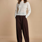 camicia in maglia ricamo pizzo LACE STICH 351912 OFF WHITE farm rio 