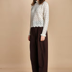 camicia in maglia ricamo pizzo LACE STICH 351912 OFF WHITE farm rio 