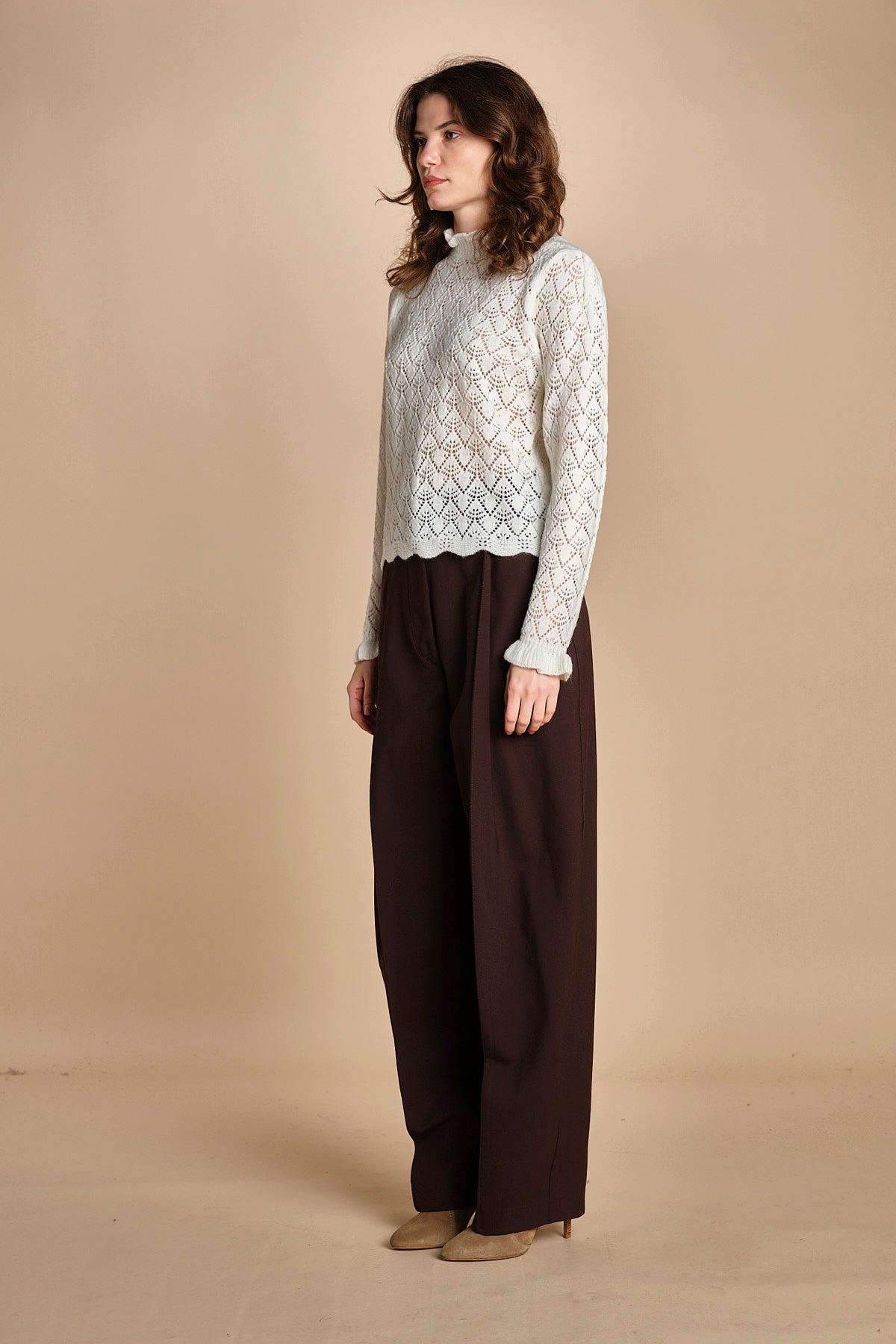 camicia in maglia ricamo pizzo LACE STICH 351912 OFF WHITE farm rio 