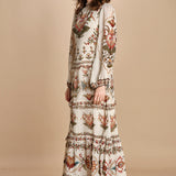 avito lungo con stampa cuori e rouches MAJESTIC HEARTS 346167 CREAM farm rio 