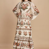 avito lungo con stampa cuori e rouches MAJESTIC HEARTS 346167 CREAM farm rio 