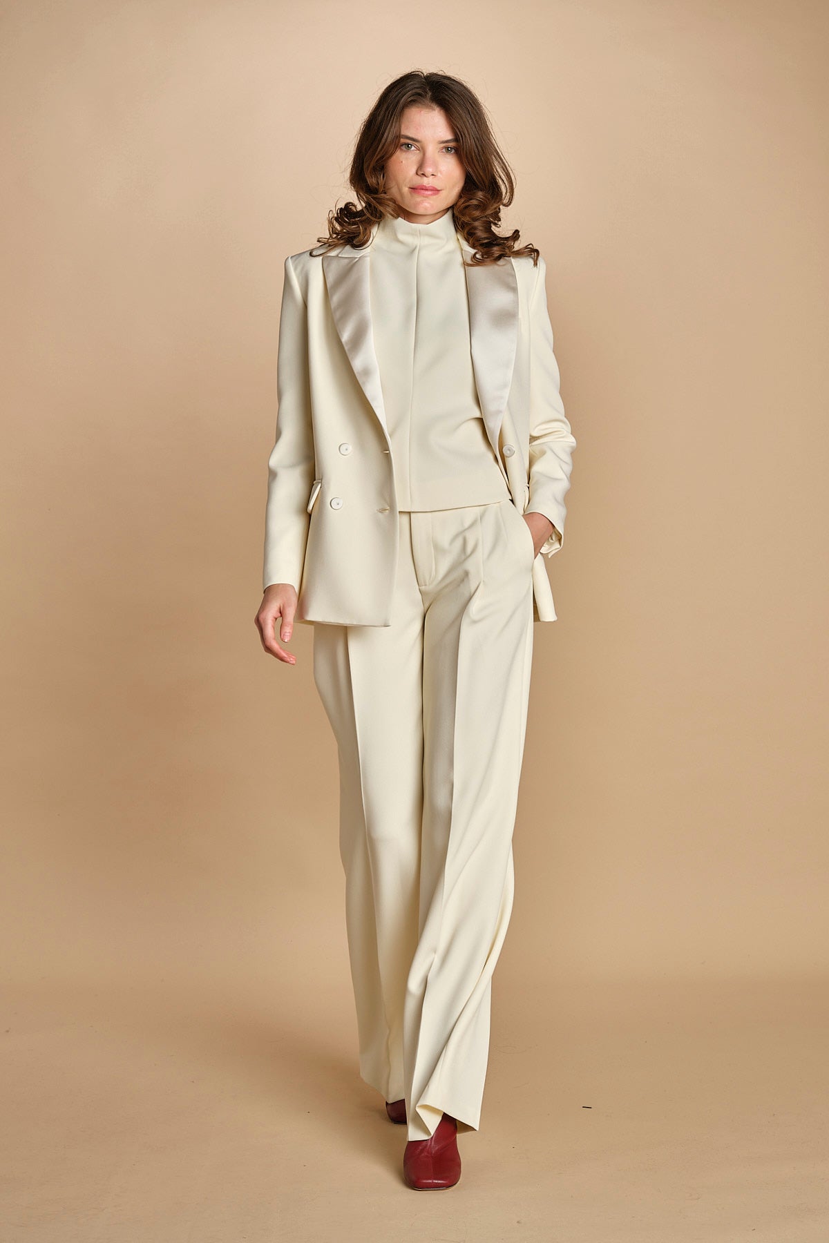 giacca doppipetto in cady 30303-313 LATTE 02 federica tosi 