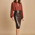 gonna longuette in ecopelle 30702-302 MORO 69 federica tosi 
