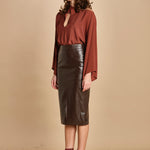 gonna longuette in ecopelle 30702-302 MORO 69 federica tosi 
