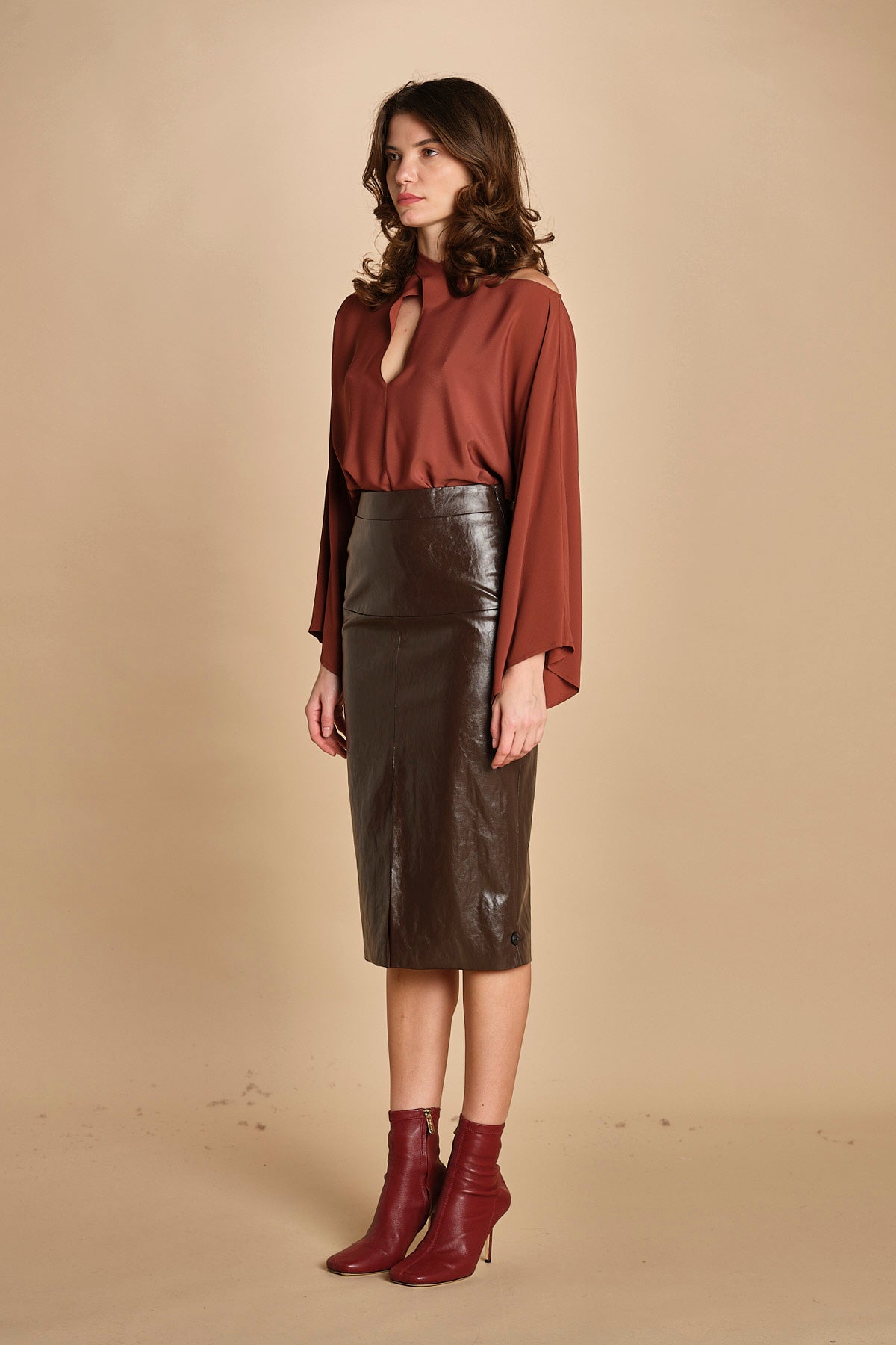 gonna longuette in ecopelle 30702-302 MORO 69 federica tosi 