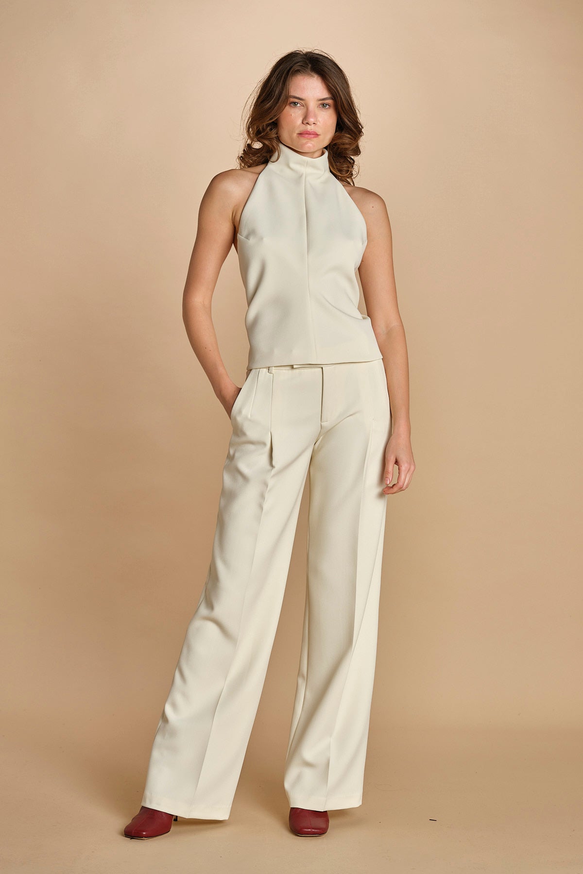 pantalone con pinces 30804-313 LATTE 02 federica tosi 