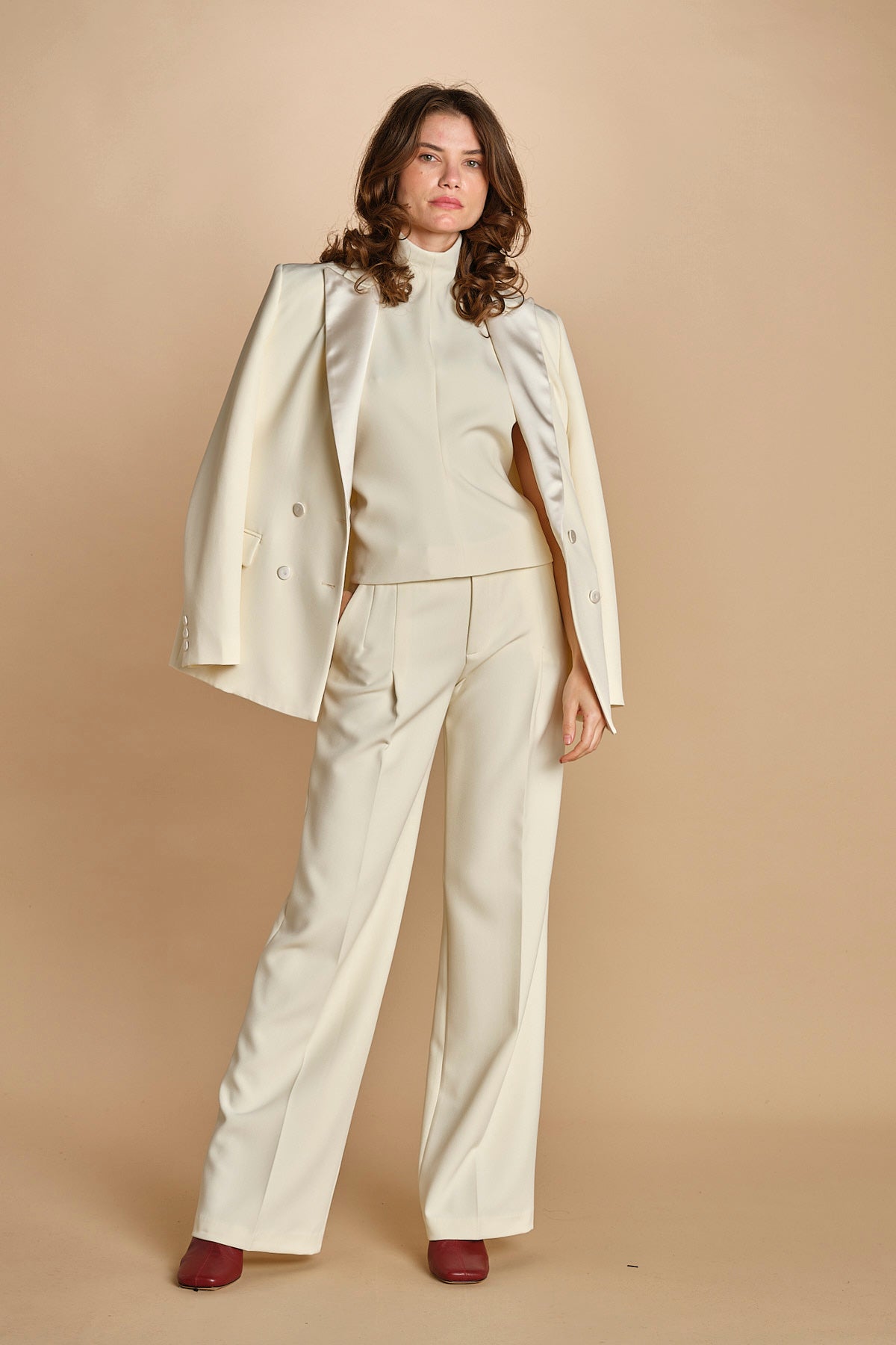 pantalone con pinces 30804-313 LATTE 02 federica tosi 