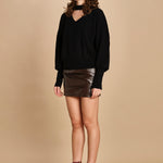 maglia scollata con scollo a v 32012-351 NERO 29 federica tosi 