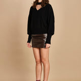 maglia scollata con scollo a v 32012-351 NERO 29 federica tosi 