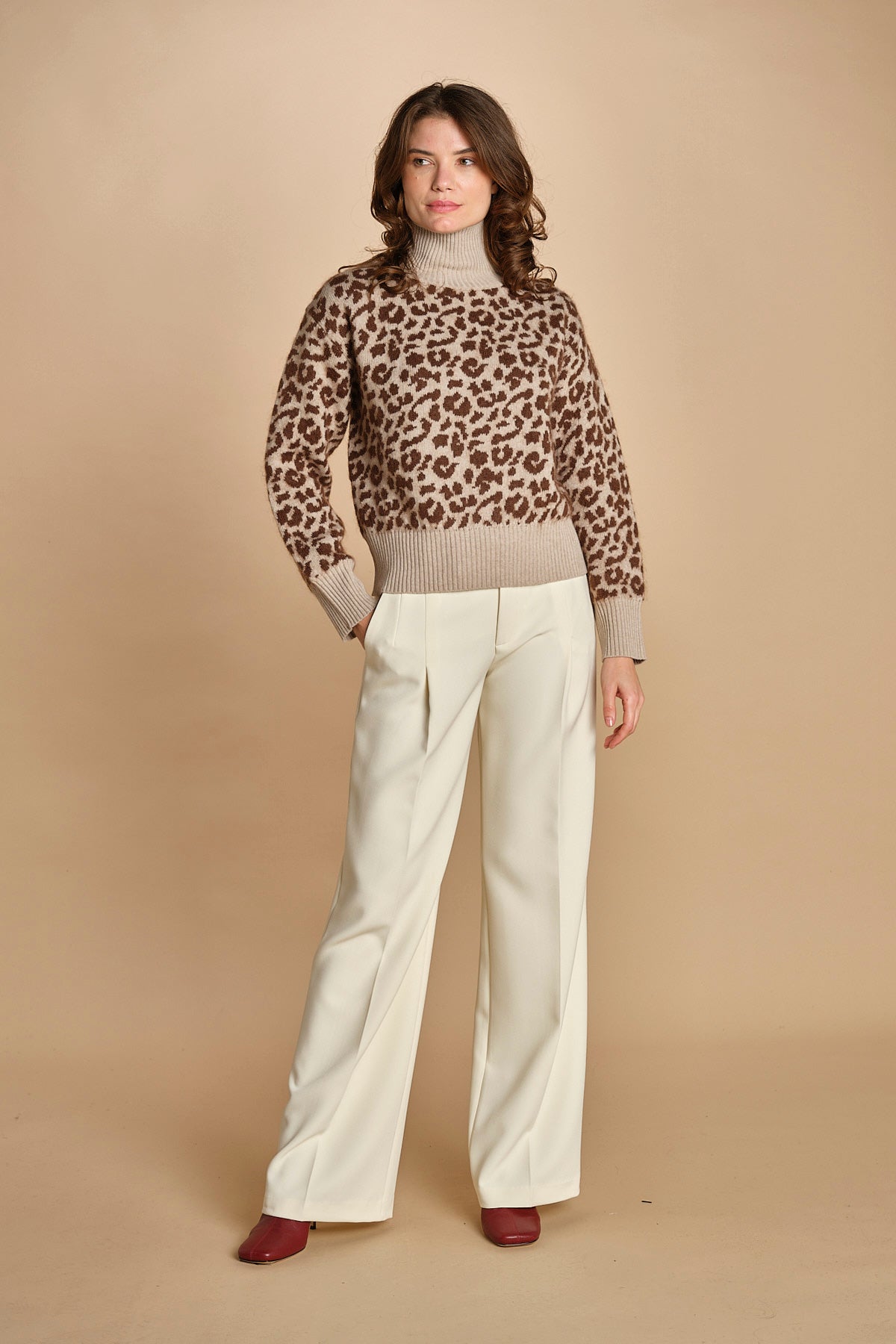 maglia collo alto maculata 32016-355 BEIGE.MORO 25 federica tosi 