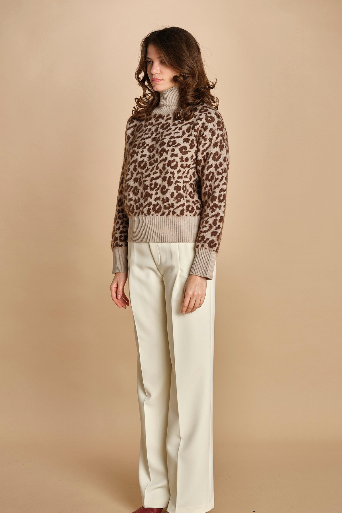 maglia collo alto maculata 32016-355 BEIGE.MORO 25 federica tosi 