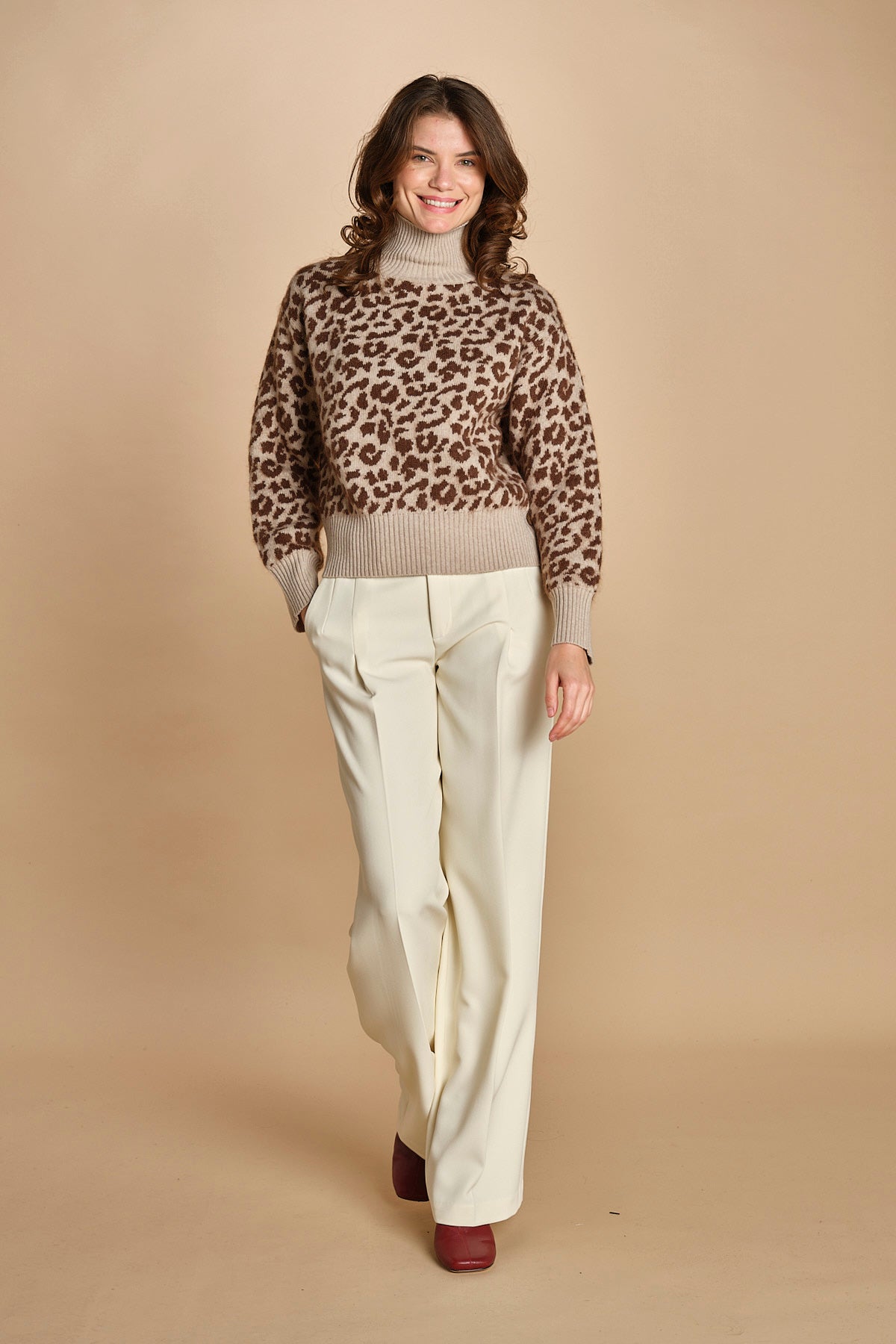 maglia collo alto maculata 32016-355 BEIGE.MORO 25 federica tosi 