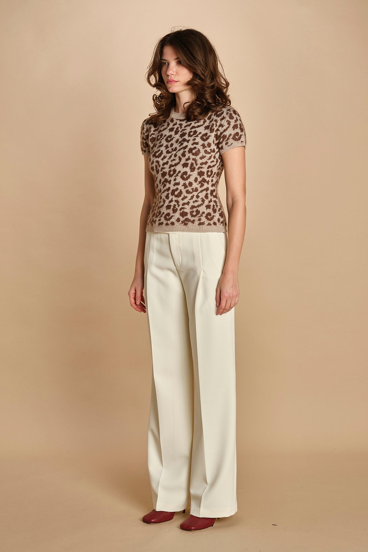 maglia manica corta  maculata 32019-355 BEIGE.MORO federica tosi 