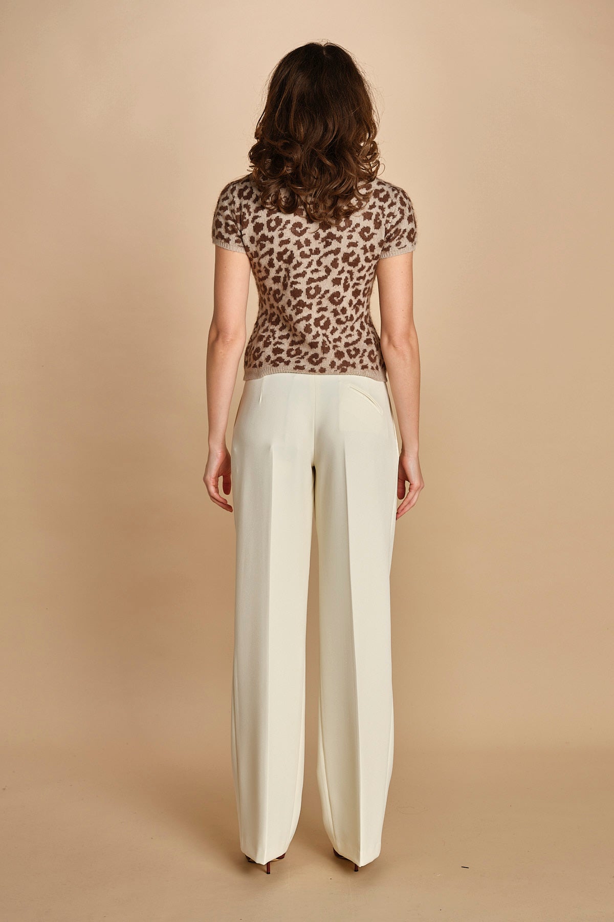 maglia manica corta  maculata 32019-355 BEIGE.MORO federica tosi 