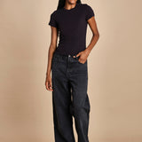 t-shirt a costine con manica corta THE RIB BABY TEE WE24JKT015 NERO frame 
