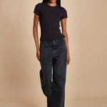 t-shirt a costine con manica corta THE RIB BABY TEE WE24JKT015 NERO frame 