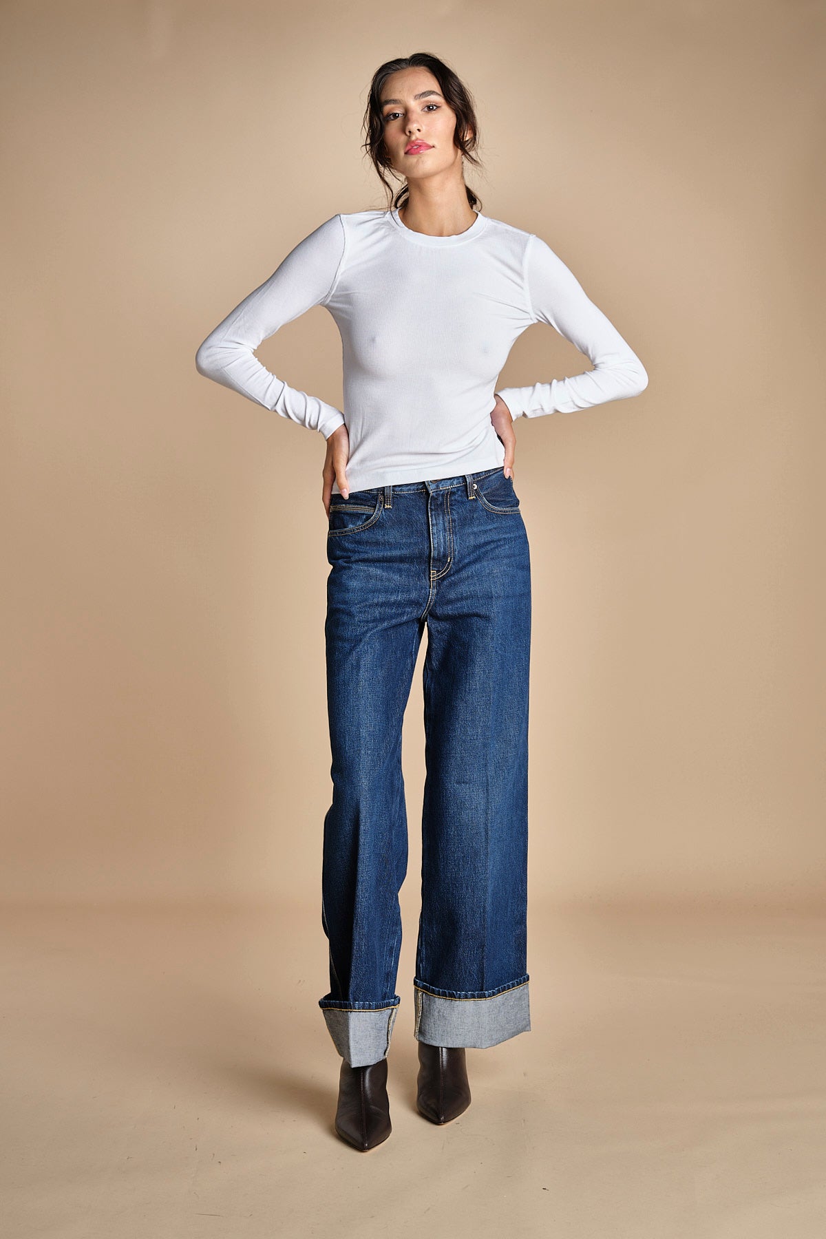 t-shirt a costine con manica lunga THE L/S RIB CREW WF25JKT013 WHITE frame 